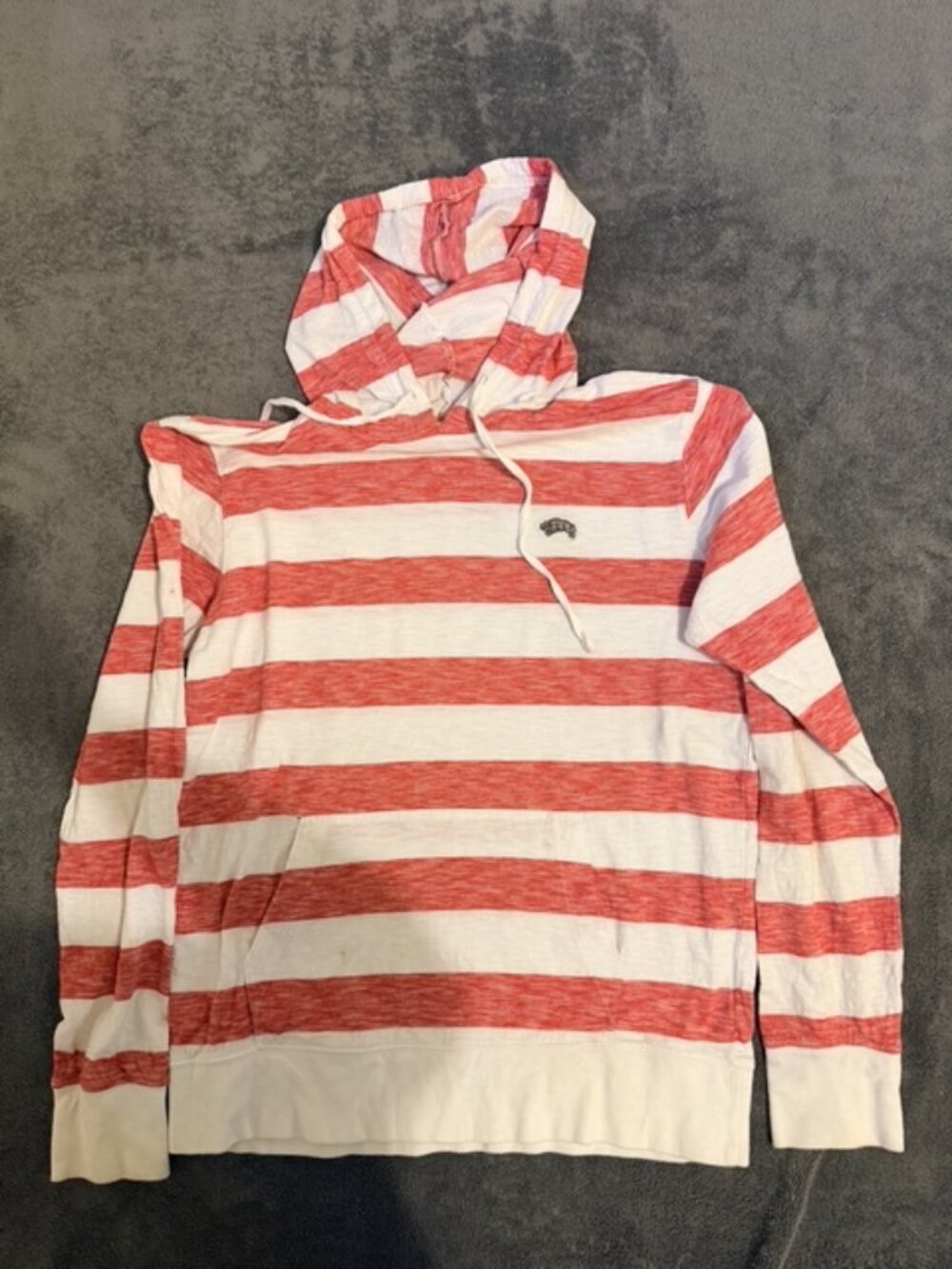 American Rag Striped Hoodie Mens Large Red White Pullover AS-IS